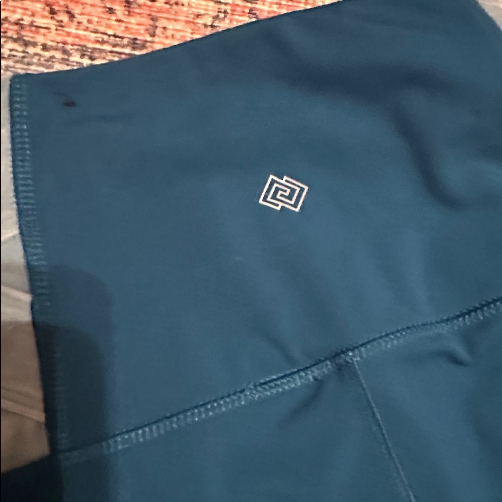 ZELOS Teal High-Waisted Leggings velvet side accents size medium - Picture 6 of 6